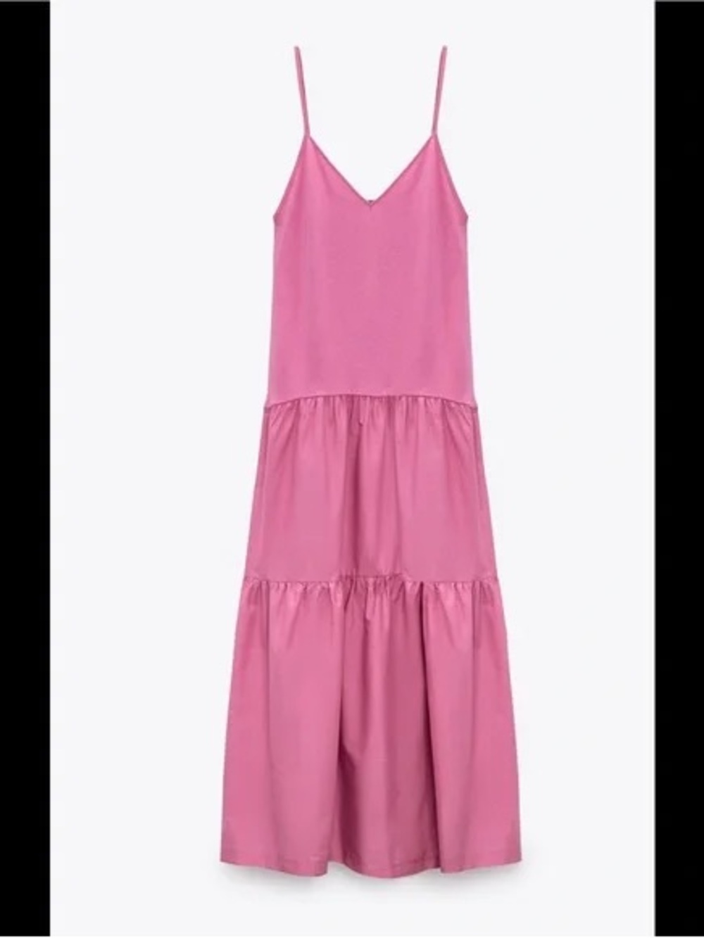 Zara Pink Tiered Spaghetti-Strap Maxi Dress Small Summer Boho